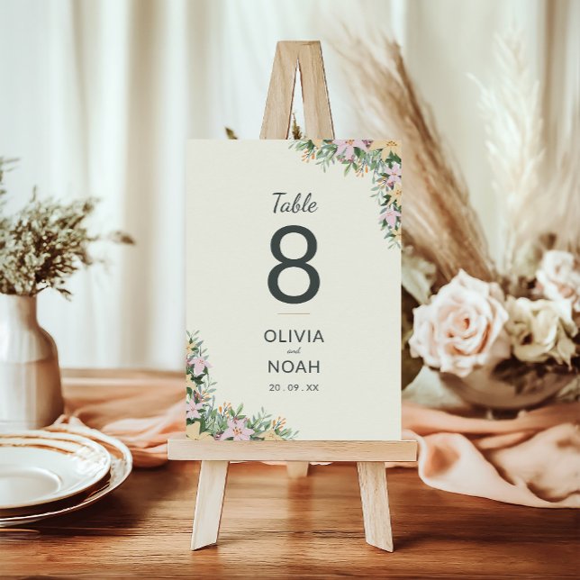 Boho blomsterbröllop bord nummer kort (Skapare uppladdad)