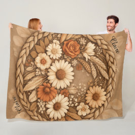Boho blomsterflätad cirkel anpassningsbar fleecefilt
