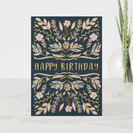 Boho blomsterfödelsedagskort till henne kort