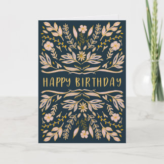 Boho blomsterfödelsedagskort till henne kort