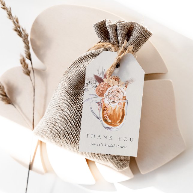 Boho blomsterkaffe Bröllopsdusch Tack Gåva Presentetikett (Skapare uppladdad)