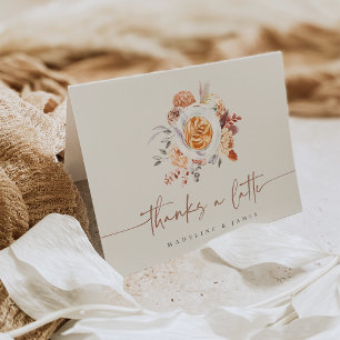 Boho blomsterkaffe "Tack för en massa" Tack Kort