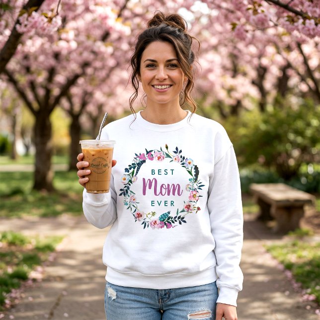 Boho blomsterkrans Bästa mamma någonsin T Shirt (Skapare uppladdad)