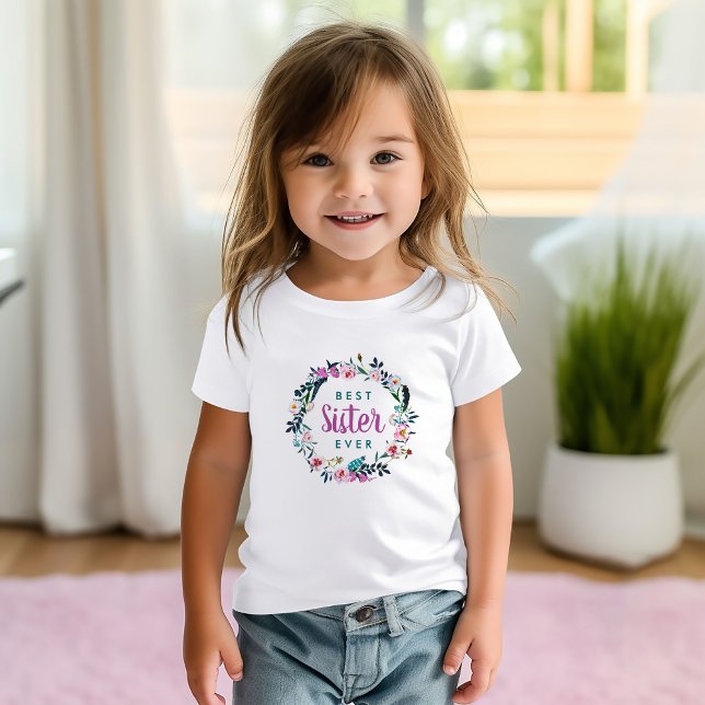 Boho blomsterkrans Bästa syster någonsin T Shirt (Skapare uppladdad)