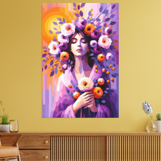Boho blomsterkvinna canvastryck