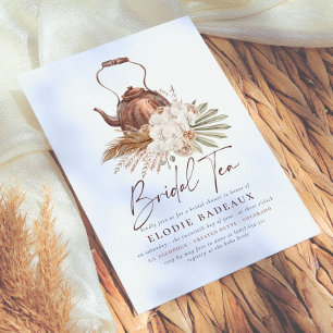 Boho blomsterlig pampasgräs modern tårbröllopsfest inbjudningar