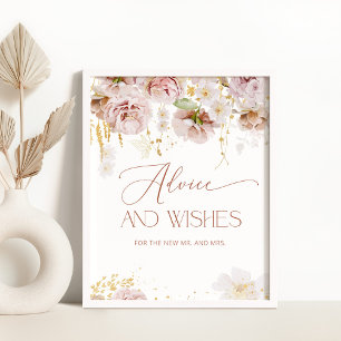 Boho blomsterlig rådgivning och önskningar för Nyg Poster