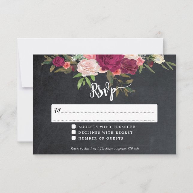 boho blomsterlig svarskort för bröllop OSA kort (Framsida)