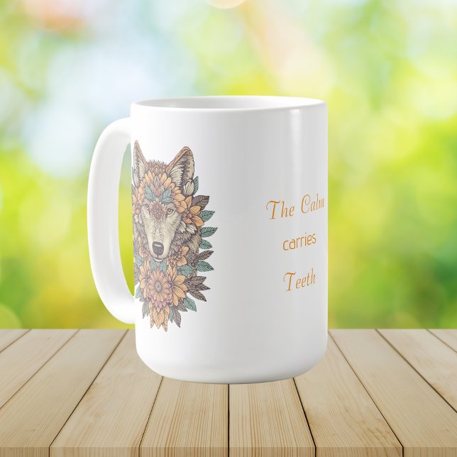 Boho blomsterlig varg psykedelisk konst  kaffemugg (Skapare uppladdad)