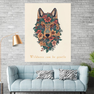 Boho blomsterlig varg väggkonstaffisch poster