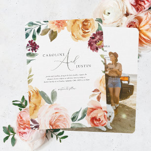 Boho Blomsterträdgård Foto Casual Bröllop Inbjudningar