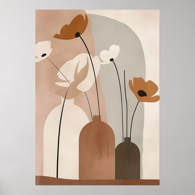 Boho Blomvaser & Abstrakt Former Poster (Framsidan)