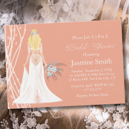 Boho Blonde Hair Bride with Pearls Möhippa Inbjudningar