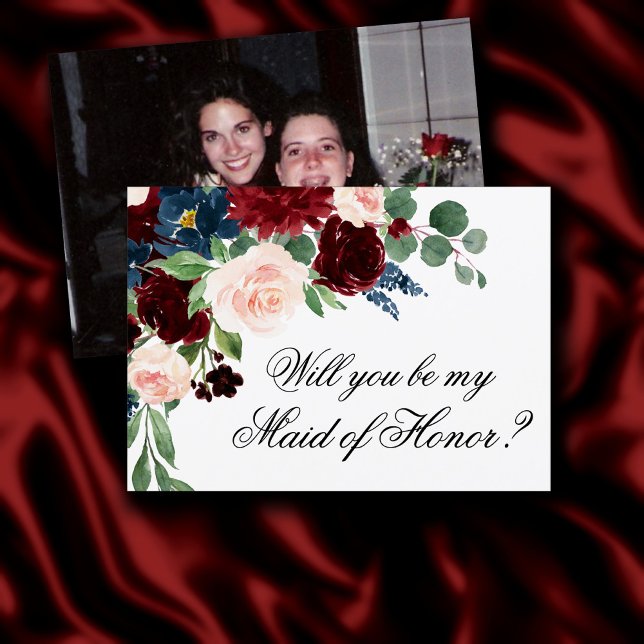 Boho Bloom | Burgundy Marin Bröllopsfest Klänning  Inbjudningar (Skapare uppladdad)