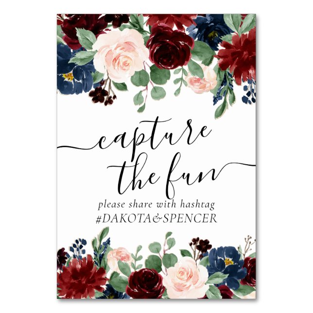 Boho Bloom | Burgundy och marinfångst Kärlek Bordsnummer (Framsidan)