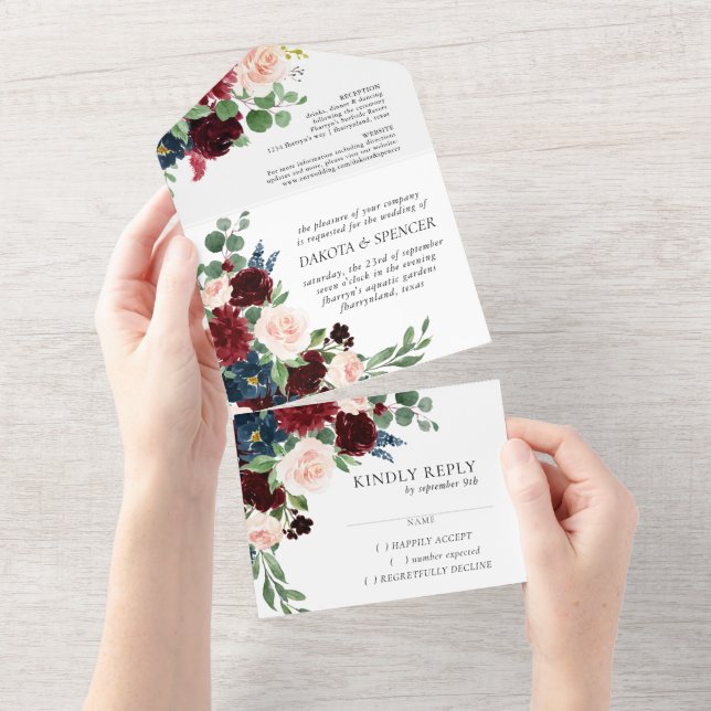 Boho Bloom | Burgundy Red and Navy Blue Blommigt (Tearaway)