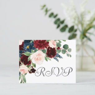 Boho Bloom Burgundy Red and Navy Blue Meal OSA Vykort