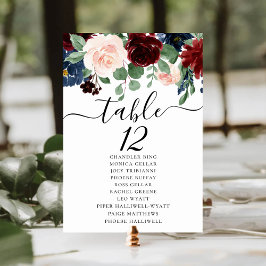 Boho Bloom | Burgundy Red and Navy Blue Seation Bordsnummer