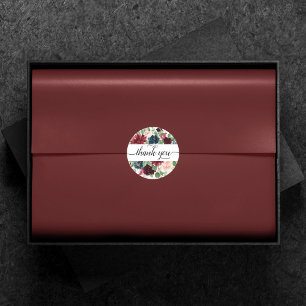 Boho Bloom Burgundy Red and Navy Blue Tack Runt Klistermärke