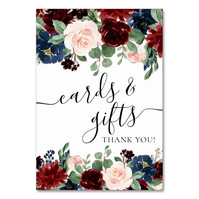 Boho Bloom | Burgundy Rustic Blommigt Garland Gift Bordsnummer (Framsidan)