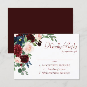 Boho Bloom Elegant Burgundy Blommigt Guld Ram OSA Kort