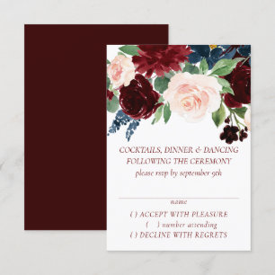 Boho Bloom Elegant Burgundy Red and Navy Blue OSA Kort