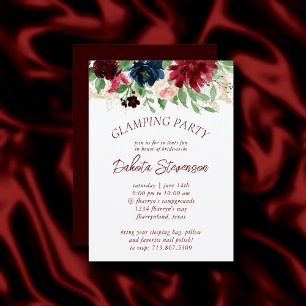 Boho Bloom Elegant Marsala Red Blommigt Glamping Inbjudningar