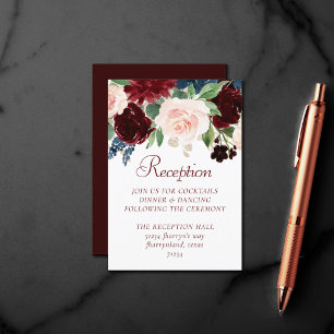 Boho Bloom Elegant Marsala Red Blommigt Guld Ram Tilläggskort