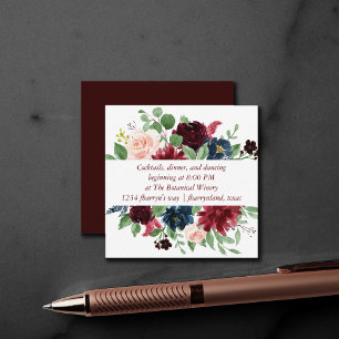 Boho Bloom Elegant Marsala Red Garland Reception Tilläggskort
