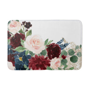 Boho Bloom Elegant Red och Shimmer Mönster Badrumsmatta