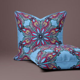 Boho Bloom i himmelblå Kudde