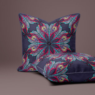 Boho Bloom i indigo blå Kudde