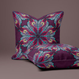 Boho Bloom i plommonvin Kudde