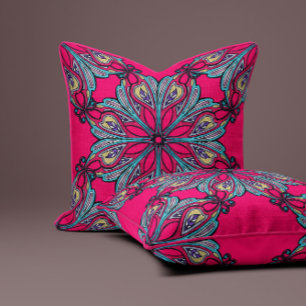 Boho Bloom i varmröd Kudde