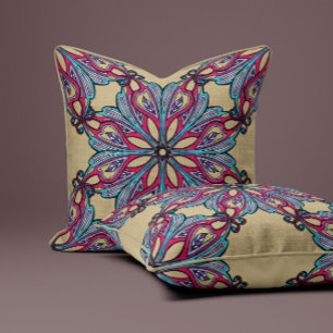 Boho Bloom i varmt guld Kudde