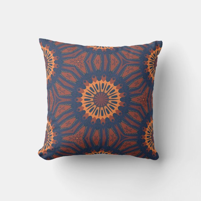 Boho Bloom Mandala Mönster Kudde (Framsida)