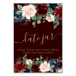 Boho Bloom   Mörk Burgundy and Navy Blue Date Burk Bordsnummer