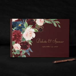 Boho Bloom | Mörk Burgundy Red and Navy Blue Ro Gästböcker