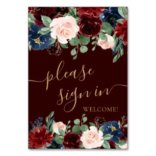 Boho Bloom   Mörk Burgundy Red and Navy Gifts Bordsnummer