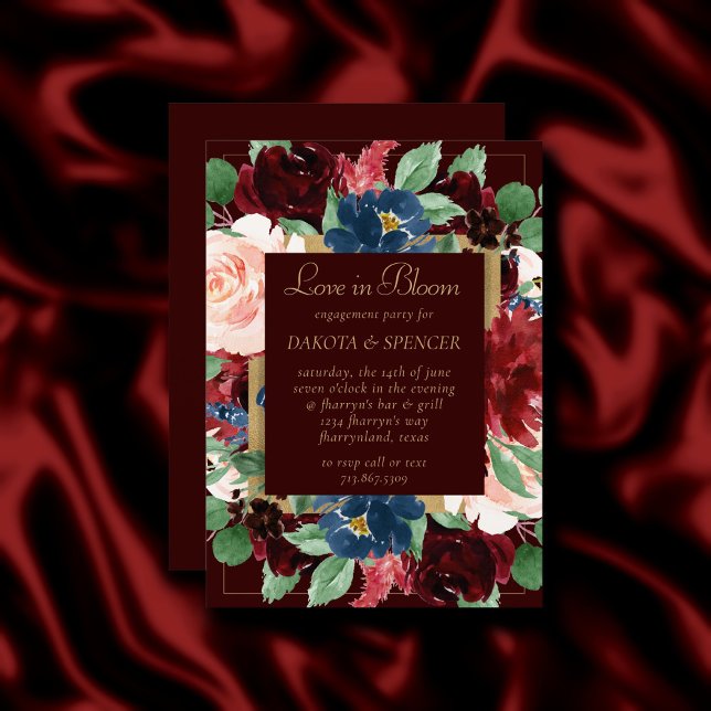 Boho Bloom | Mörk Elegant Burgundy Kärlek i Bloom Inbjudningar (Skapare uppladdad)