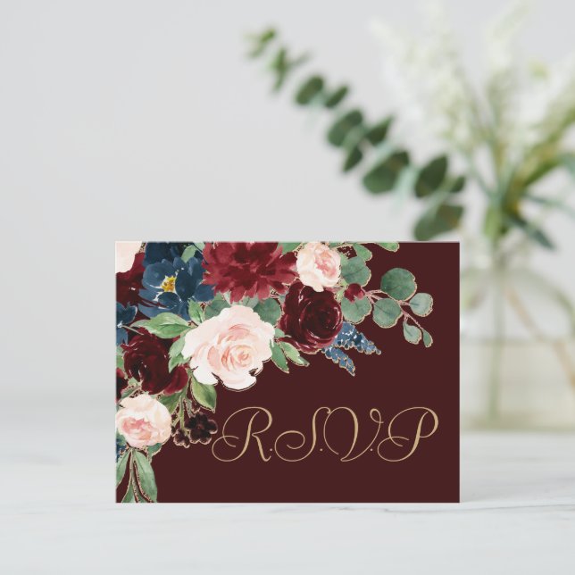 Boho Bloom | Mörk Elegant Burgundy och OSA inom fl Vykort (Stående Fram)