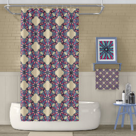 Boho Bloom Shower Curtain in Warm Cream