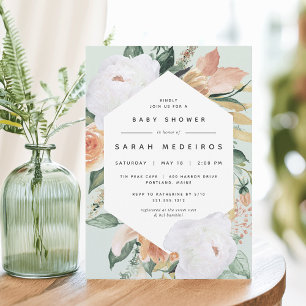 Boho Blooms Babyskor för modern Blommigt Inbjudningar