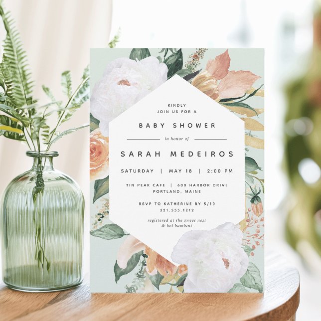 Boho Blooms | Babyskor för modern Blommigt Inbjudningar (Skapare uppladdad)