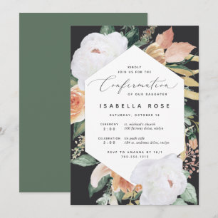 Boho Blooms Bekräftelse av modern Blommigt Inbjudningar