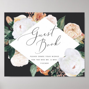 Boho Blooms Bröllop Guestbook-tecken Poster