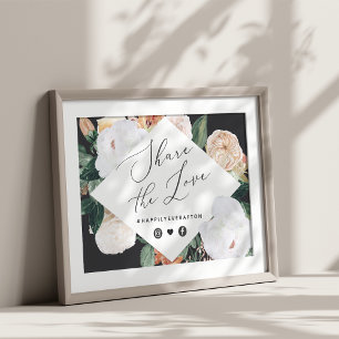 Boho Blooms Bröllop Hashtag Sign Poster