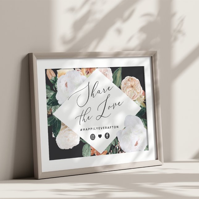 Boho Blooms Bröllop Hashtag Sign Poster (Skapare uppladdad)
