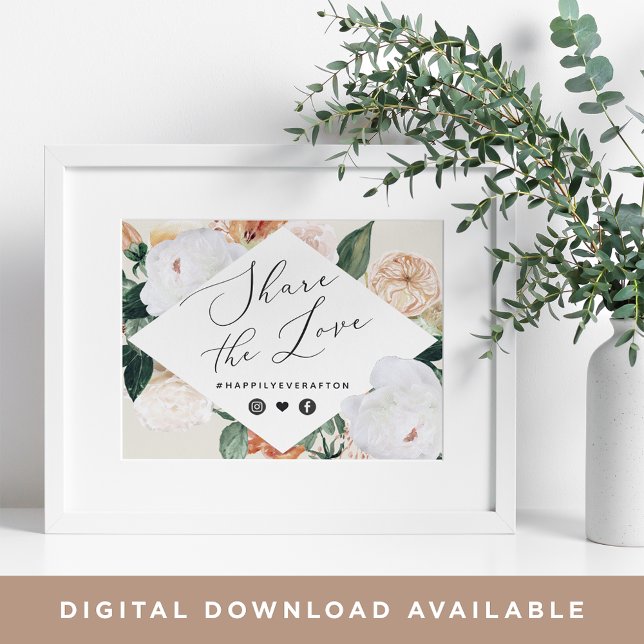 Boho Blooms Bröllop Hashtag Sign Poster (Skapare uppladdad)