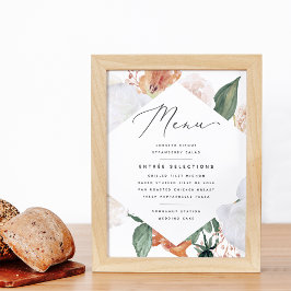 Boho Blooms Bröllop Menu-tecken Poster